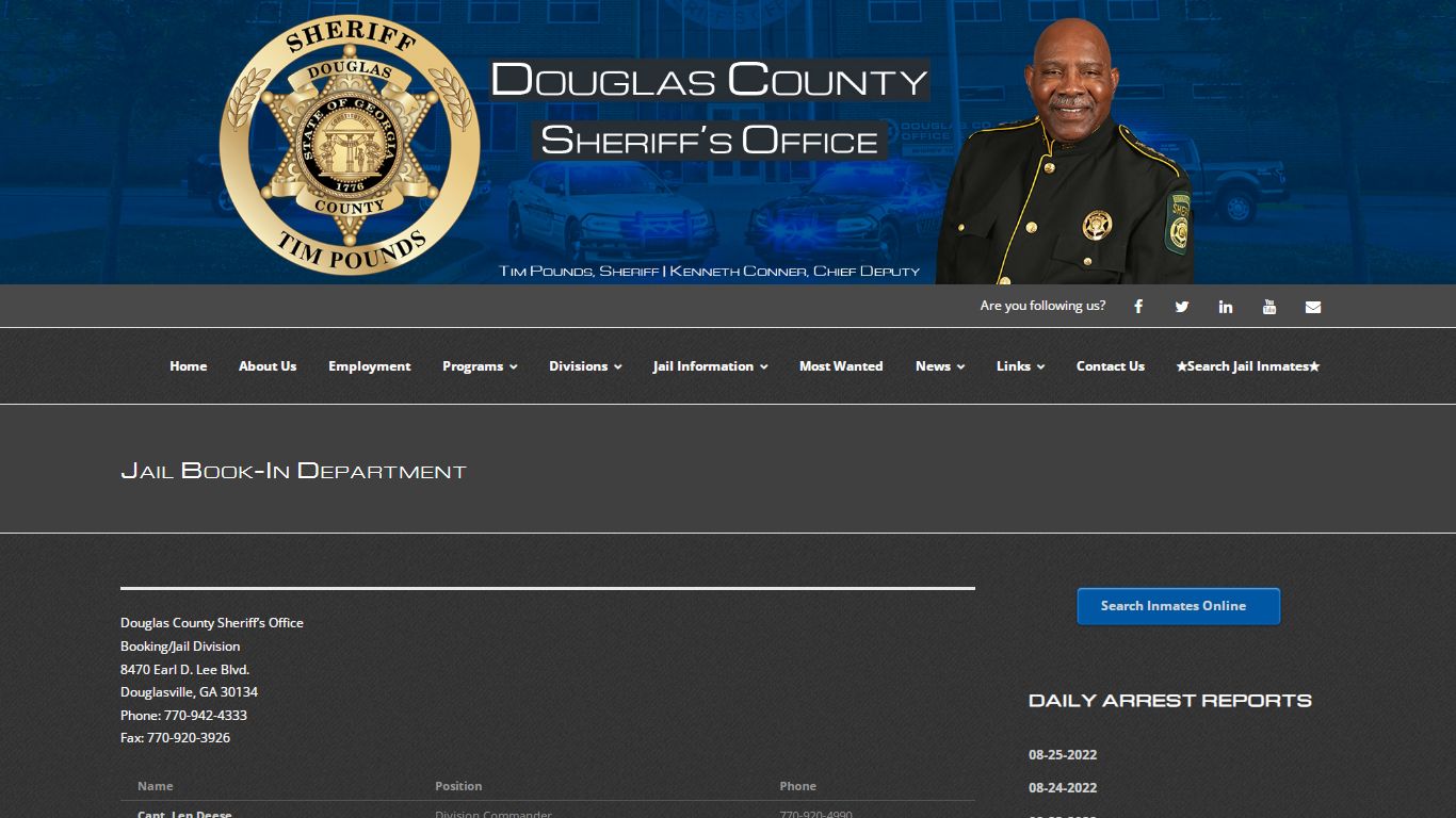 Jail Book-In Department – Douglas County Sheriff's Office (GA)